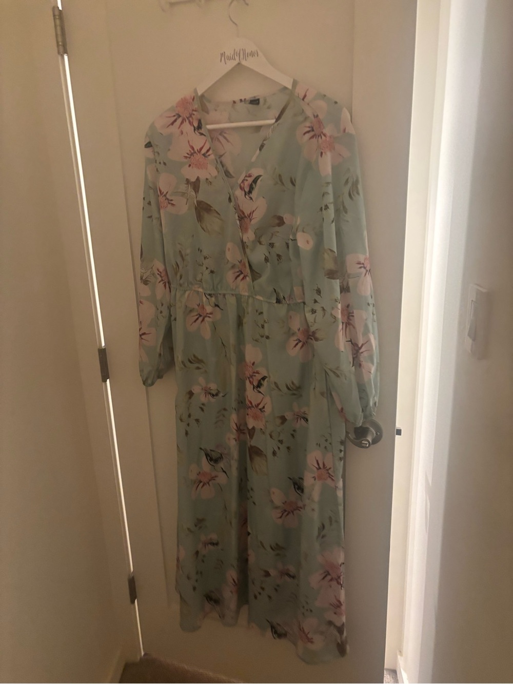 SHEIN Mint Green Floral Wrap Maxi Dress